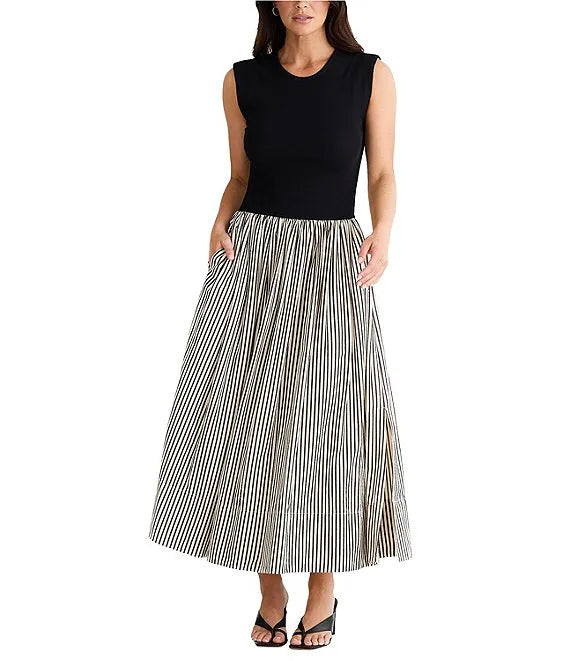 Daphne Dress - Black Stripe