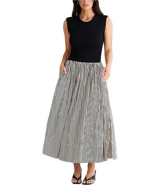 Daphne Dress - Black Stripe