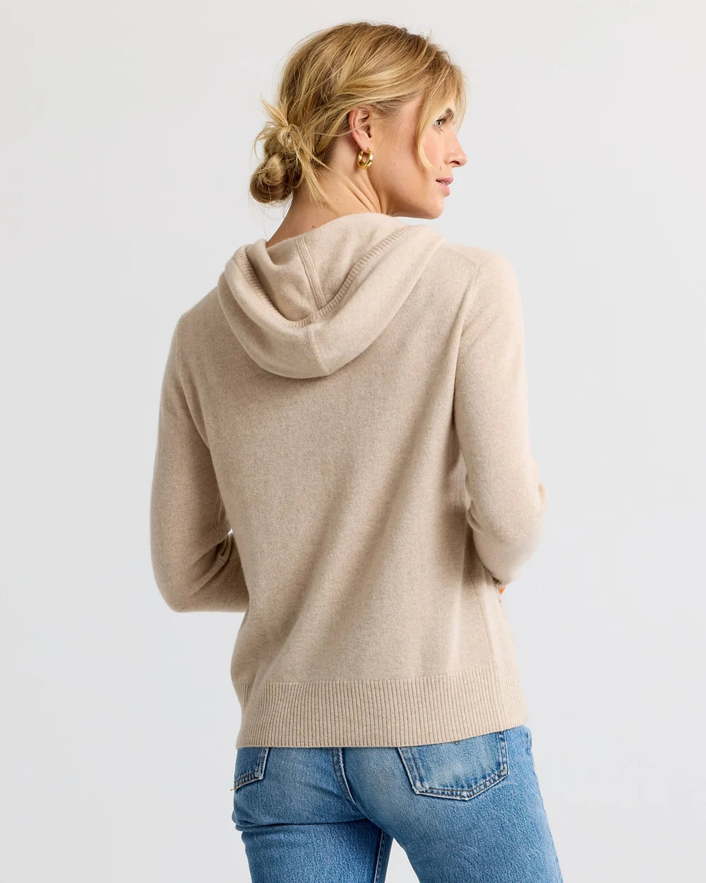 Pura Cashmere Cashmere Contrast Hoodie - Sand/Orange