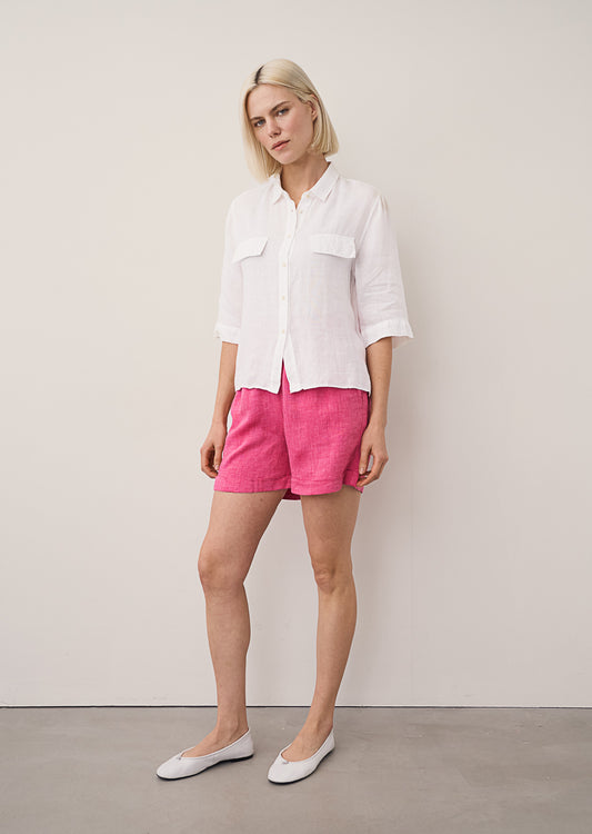 0039 Italy Bea Uni Linen Blouse White