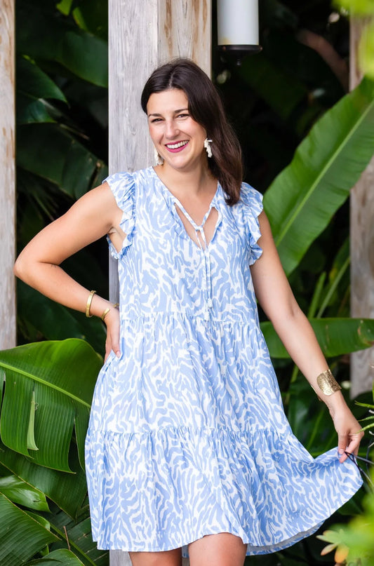 Walker & Wade Nantucket Dress Periwinkle Zebra