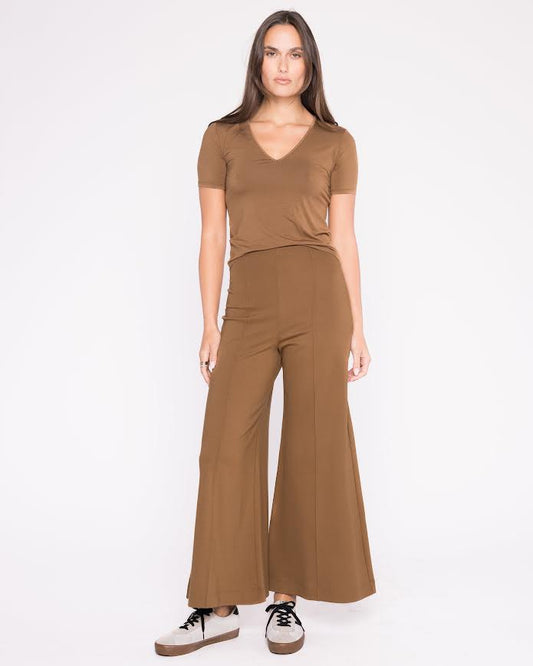 Ripley Rader Ponte Knit Wide Leg Cropped Pant - Camel