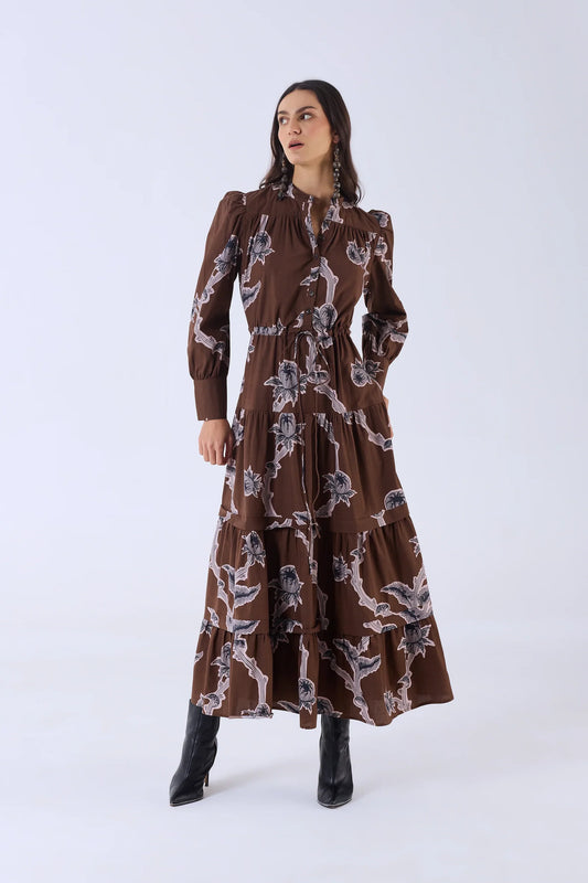 Beyond By Vera Sissi Midi Dress - Woodlands Brown