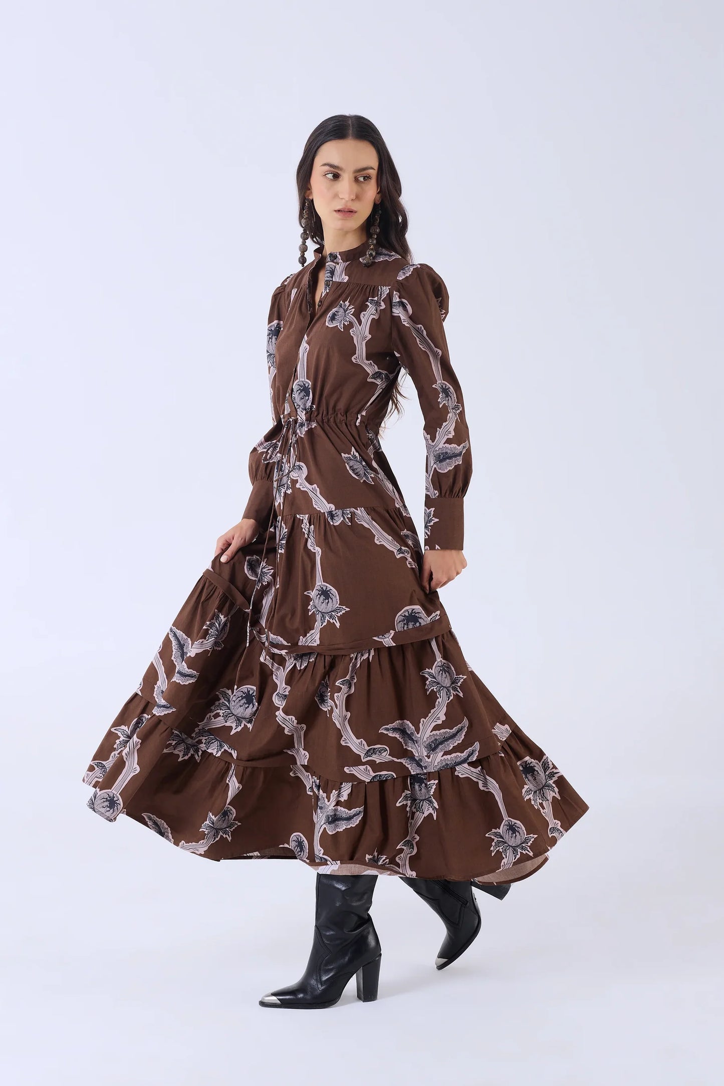 Beyond By Vera Sissi Midi Dress - Woodlands Brown