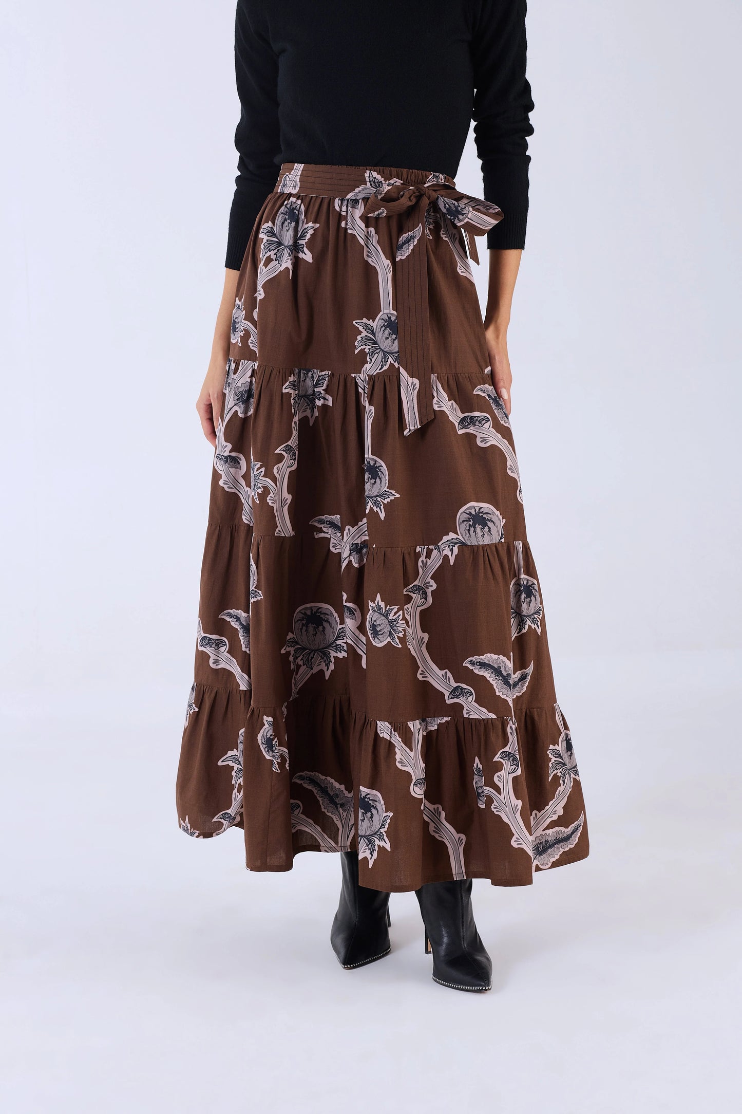 Beyond By Vera Gia Maxi Skirt - Woodlands Brown