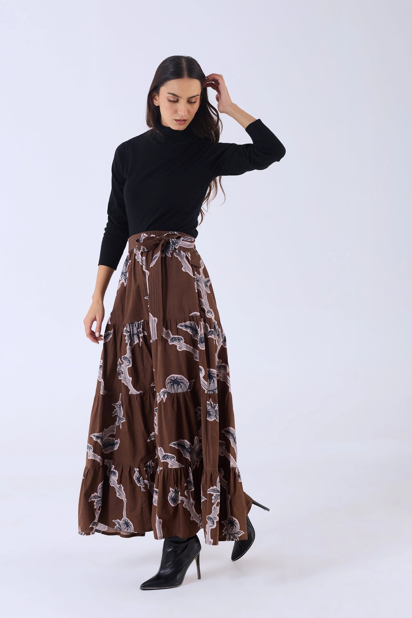 Beyond By Vera Gia Maxi Skirt - Woodlands Brown
