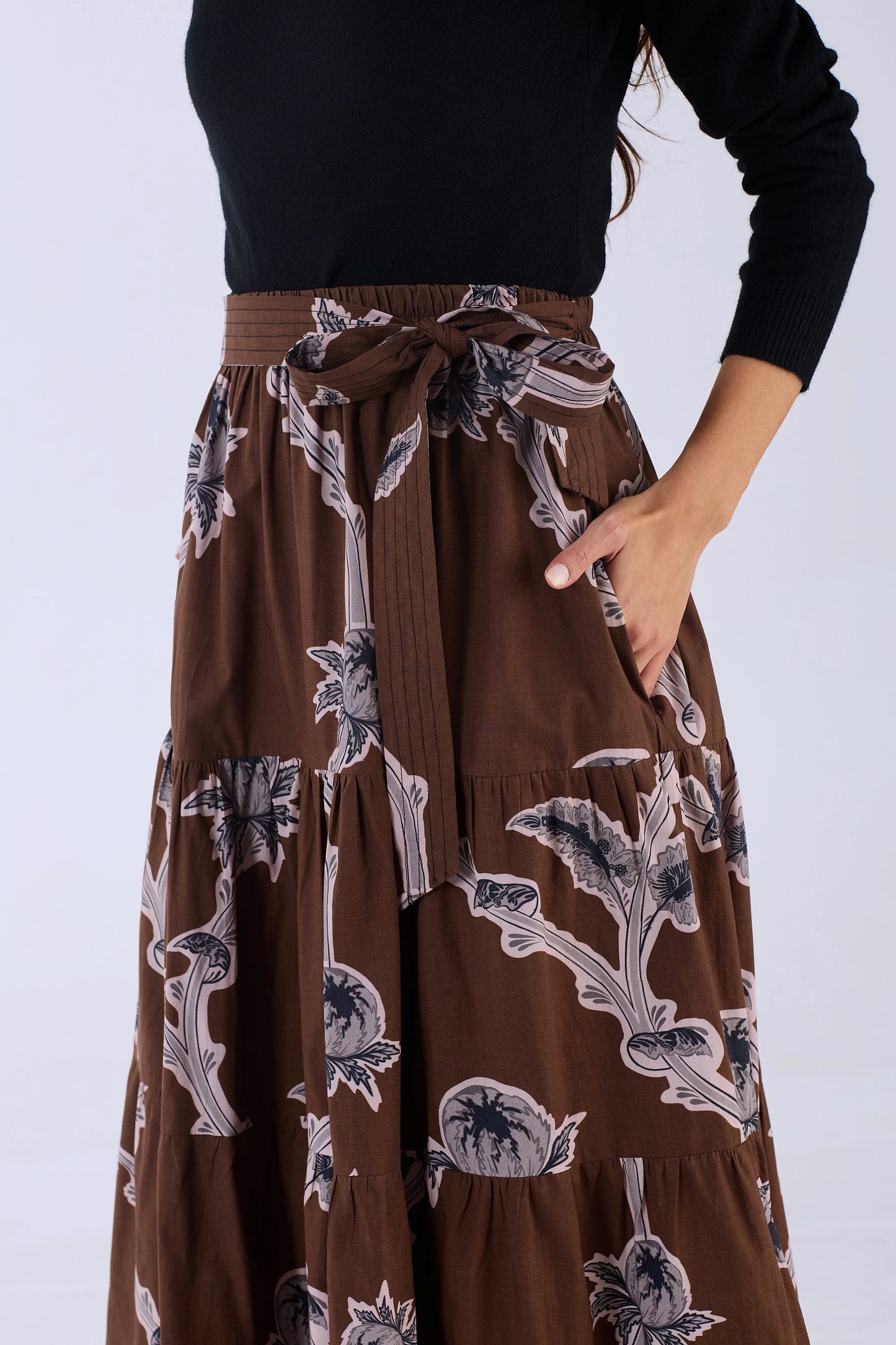 Beyond By Vera Gia Maxi Skirt - Woodlands Brown