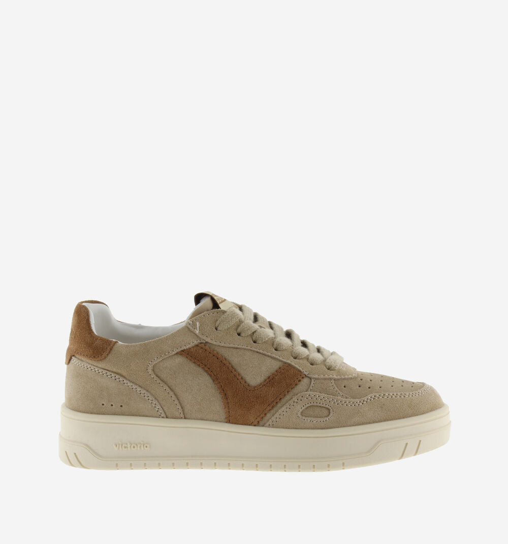 Victoria Seul Bicolor Suede Sneaker - Beige