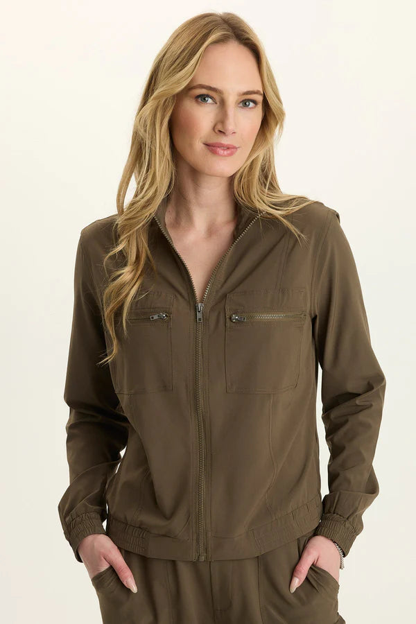 XCVI Wearables Quinn Active Ruched Bomber