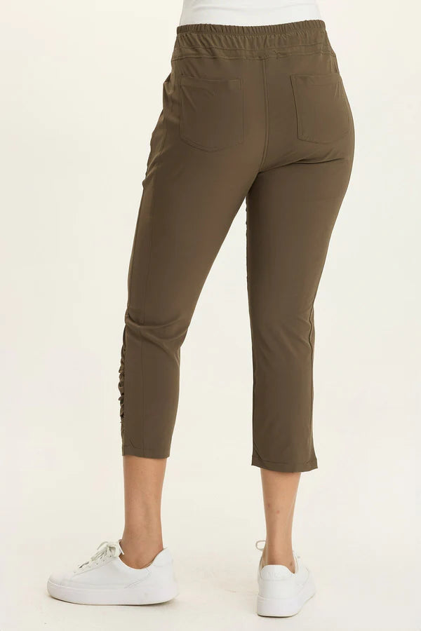 XCVI Wearables Aksana Whisper Stretch Ruched Active Slim Pant Clove