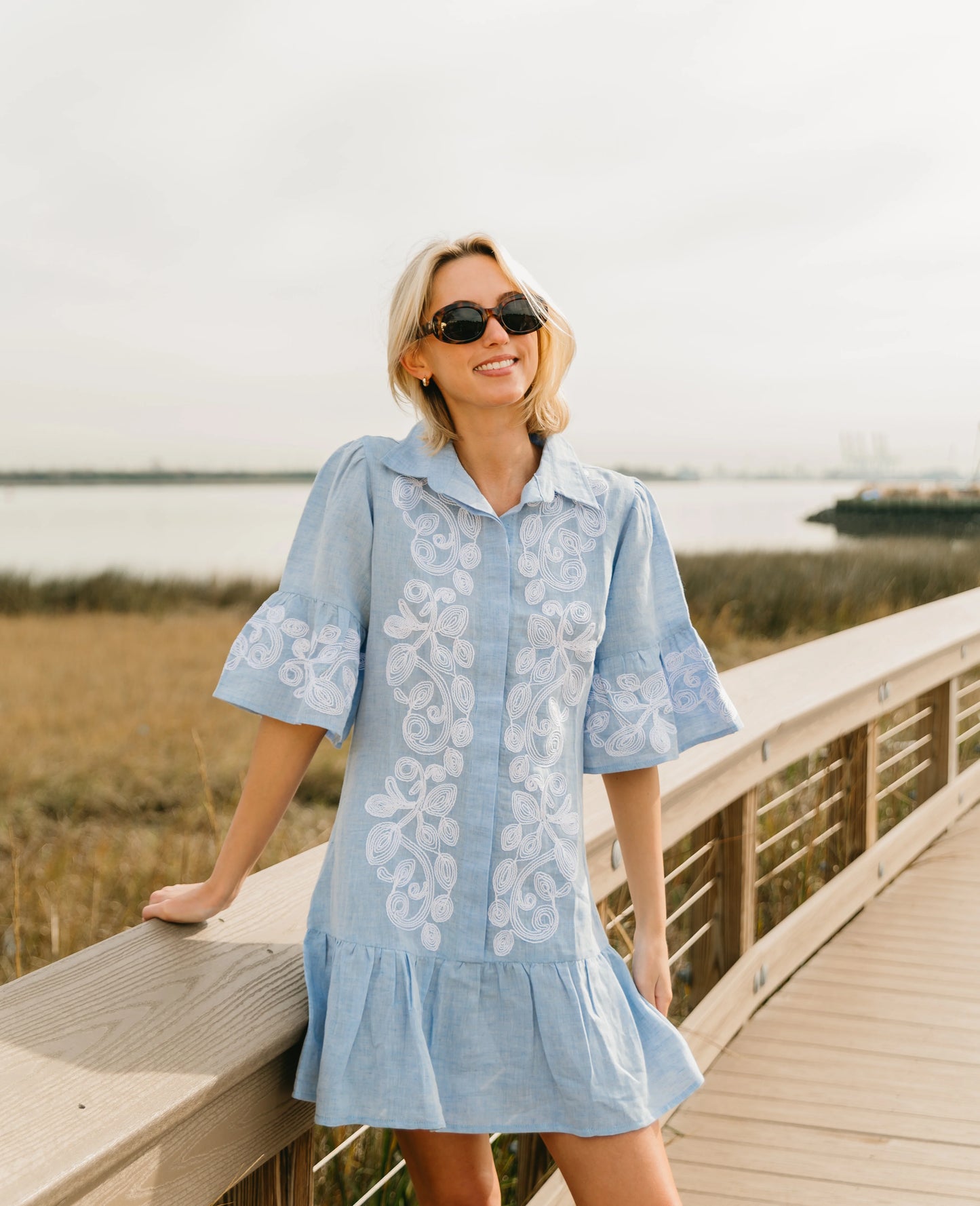 Charleston Shoe Co. Mae Dress - Blue Chambray