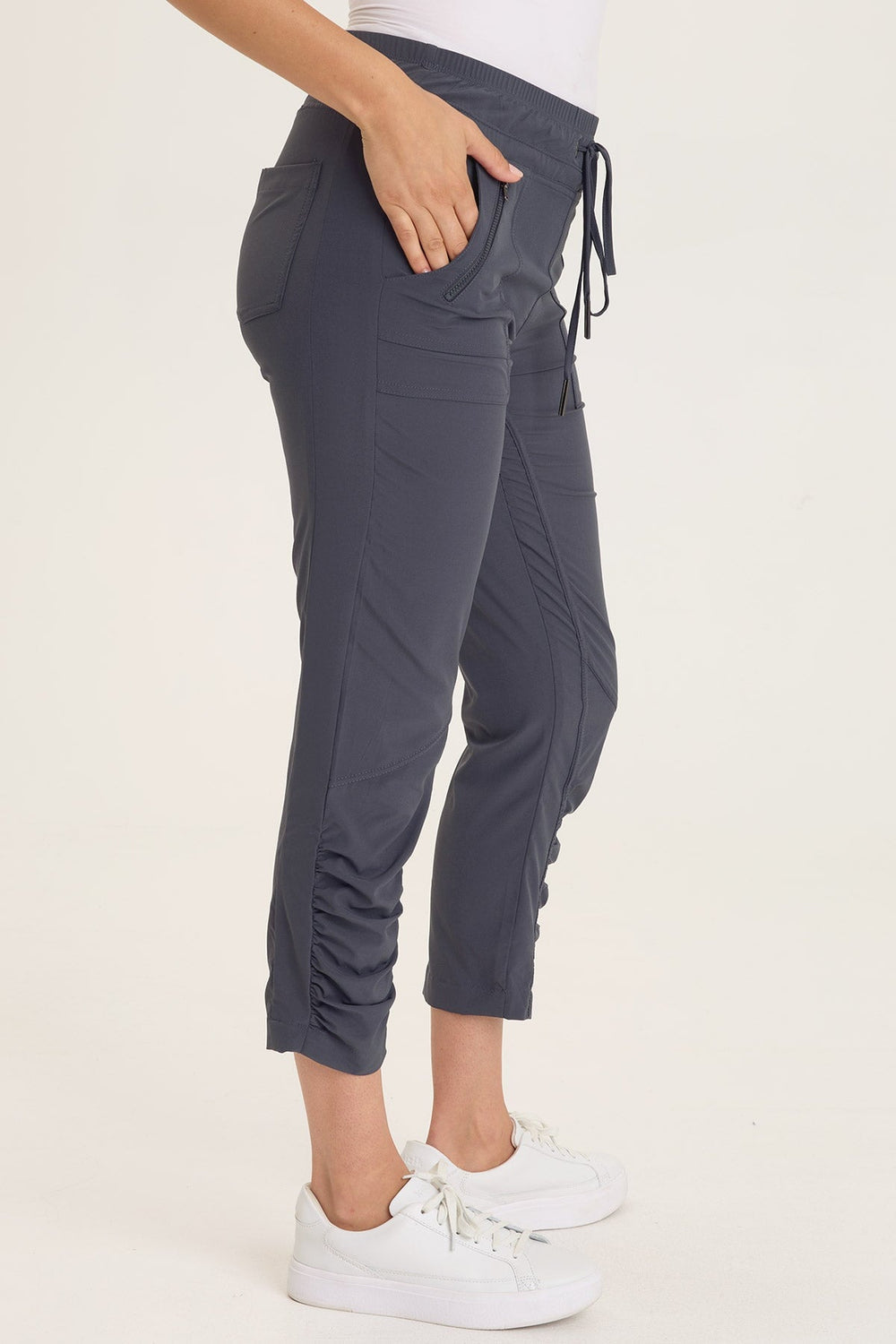 Wearables Aksana Whisper Stretch Ruched Active Slim Pant Charcoal