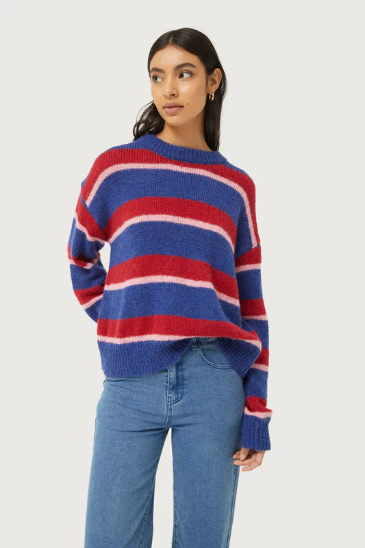 Compania Fantastica Striped Knit Sweater Blue/Red