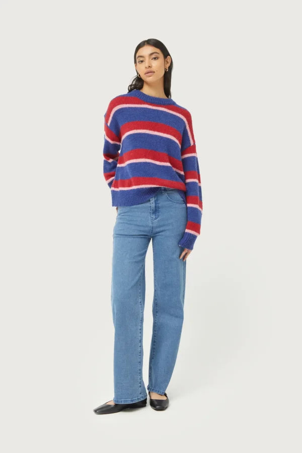 Compania Fantastica Striped Knit Sweater Blue/Red