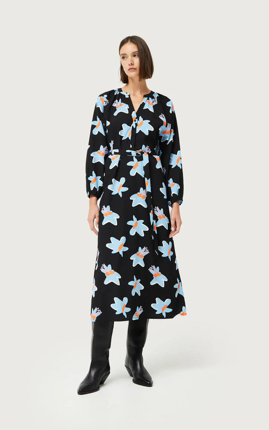 Compania Fantastica Calatea Floral Midi Dress - Black