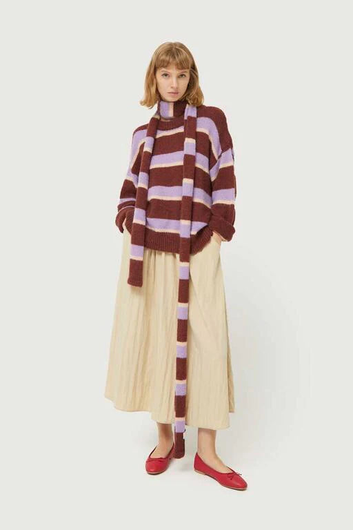 Compania Fantastica Striped Knit Sweater Brown/Lilac