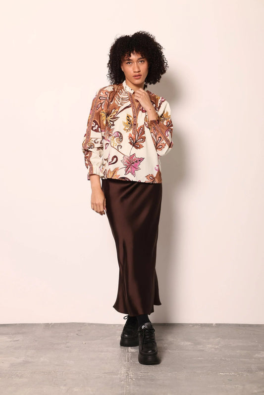 Maude Vivante Ashley Ruffle Neck Top - Misty Fern