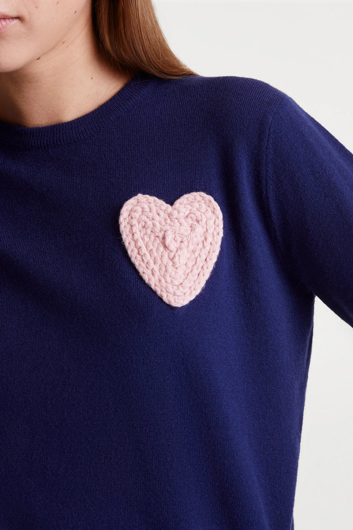 Compania Fantastica Pink Heart Sweater - Navy