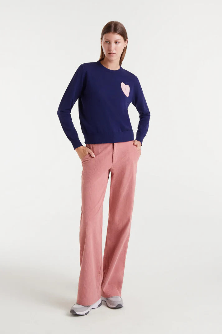 Compania Fantastica Pink Heart Sweater - Navy