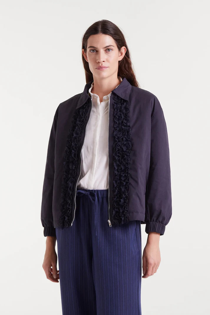 Compania Fantastica Ruffle Jacket - Navy