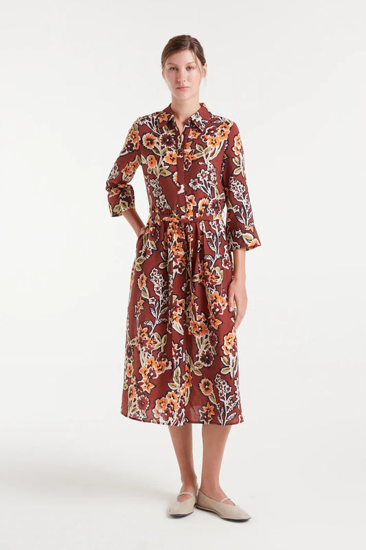 Compania Fantastica Crepe Daisy Midi Dress - Spice