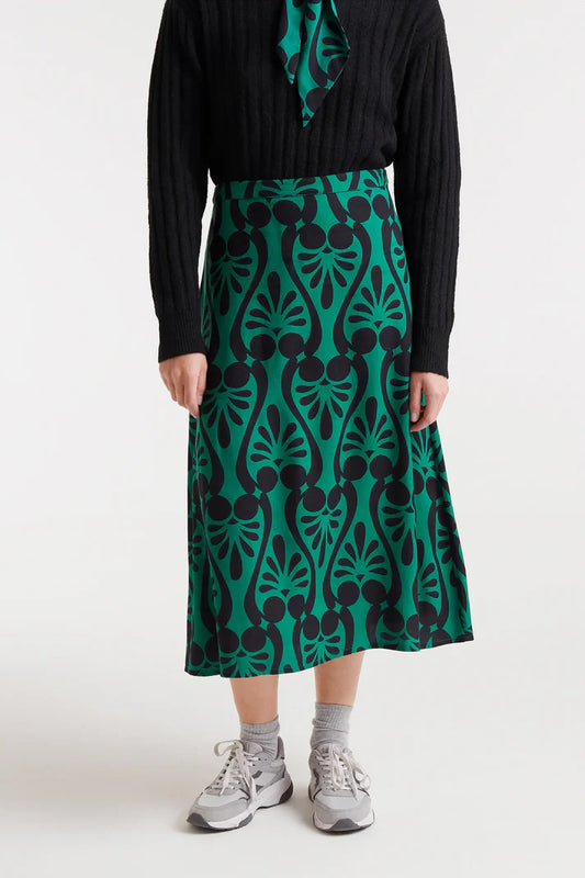 Compania Fantastica Baroque Print Midi Skirt Green
