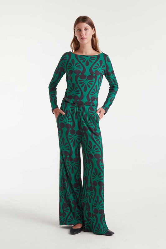 Compania Fantastica Baroque Print Trouser Pant - Green