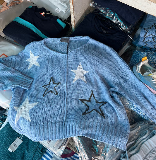 Wooden Ships Galaxy Sweater Blue/White/Gray