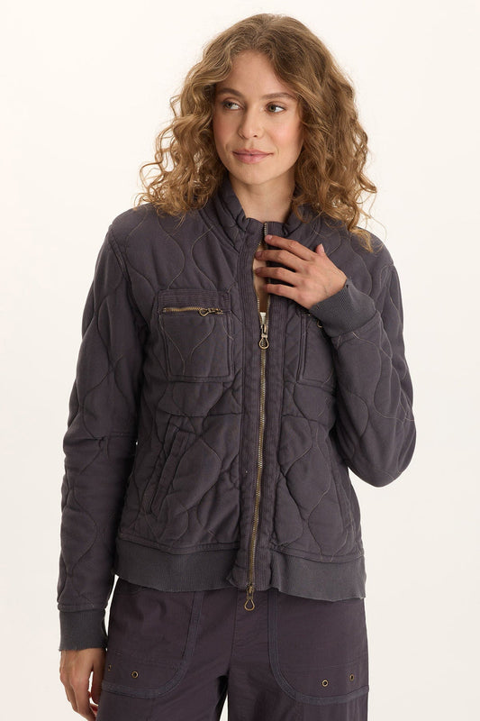 XCVI Osment Plush Quilted 4-Pocket Bomber Jacket Ashlar