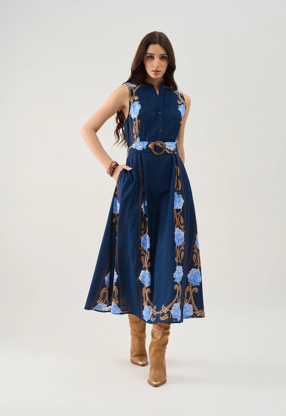 Beyond by Vera Iris Maxi Dress - Harvest Navy