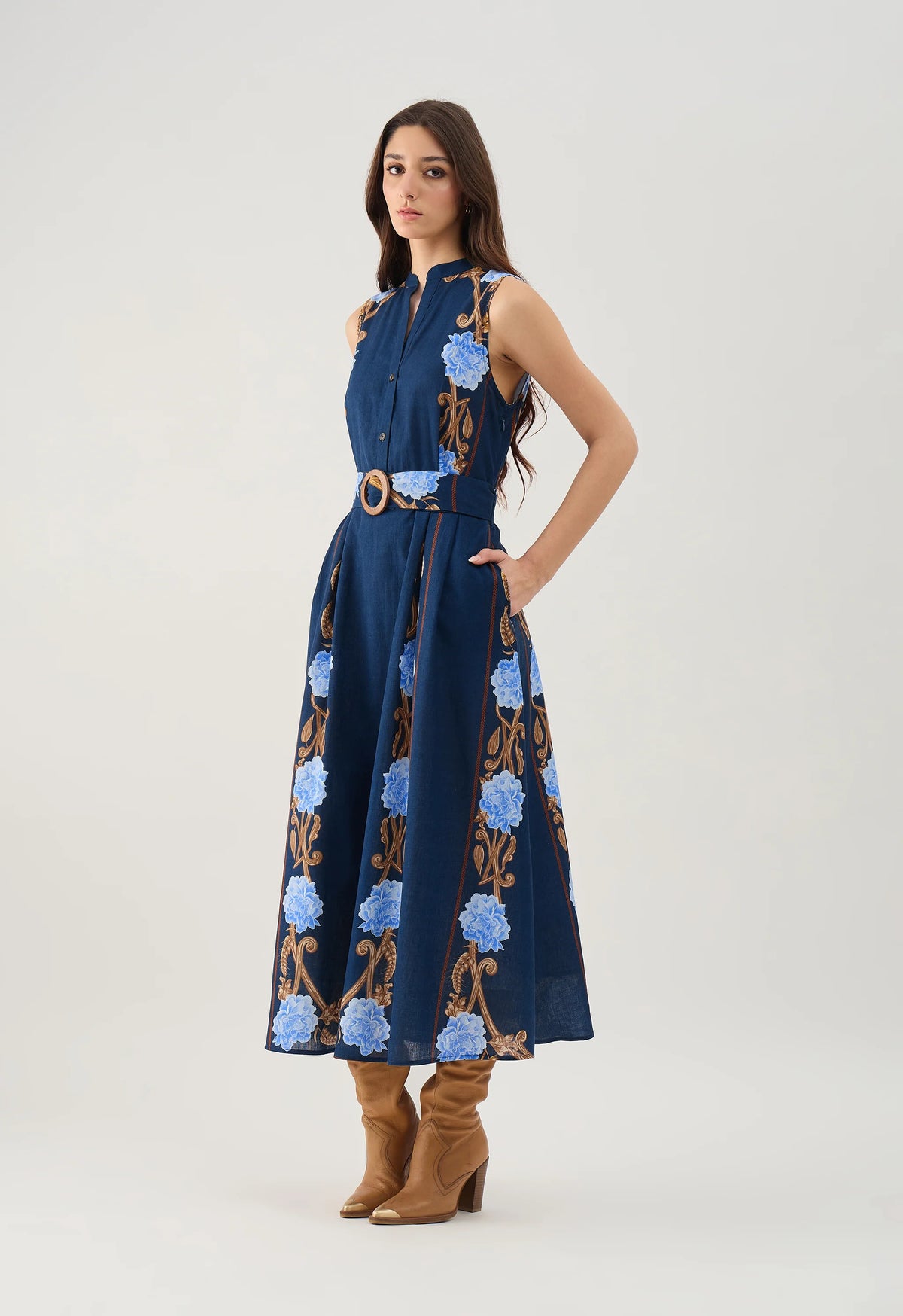 Beyond by Vera Iris Maxi Dress - Harvest Navy