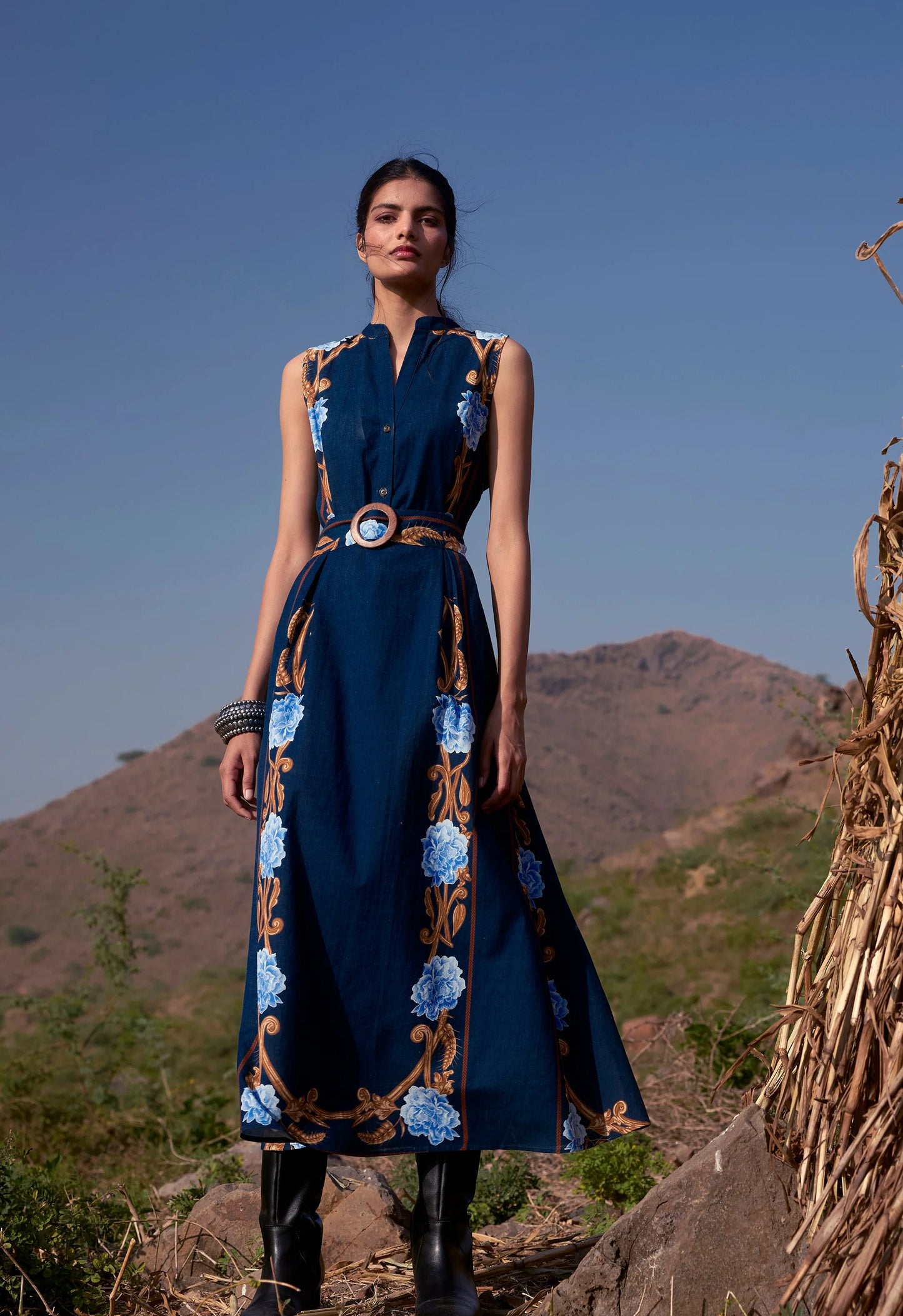 Beyond by Vera Iris Maxi Dress - Harvest Navy