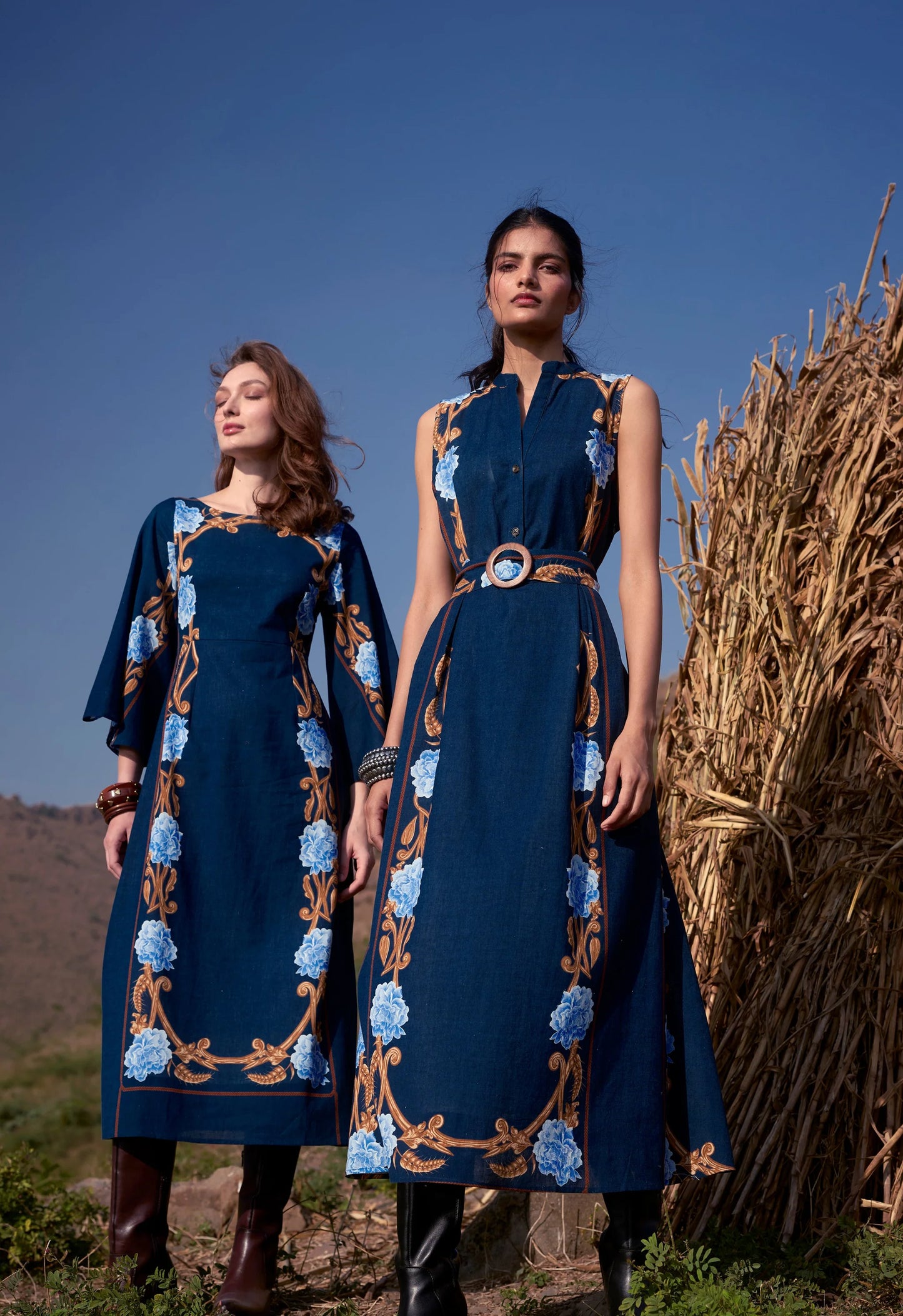 Beyond by Vera Iris Maxi Dress - Harvest Navy
