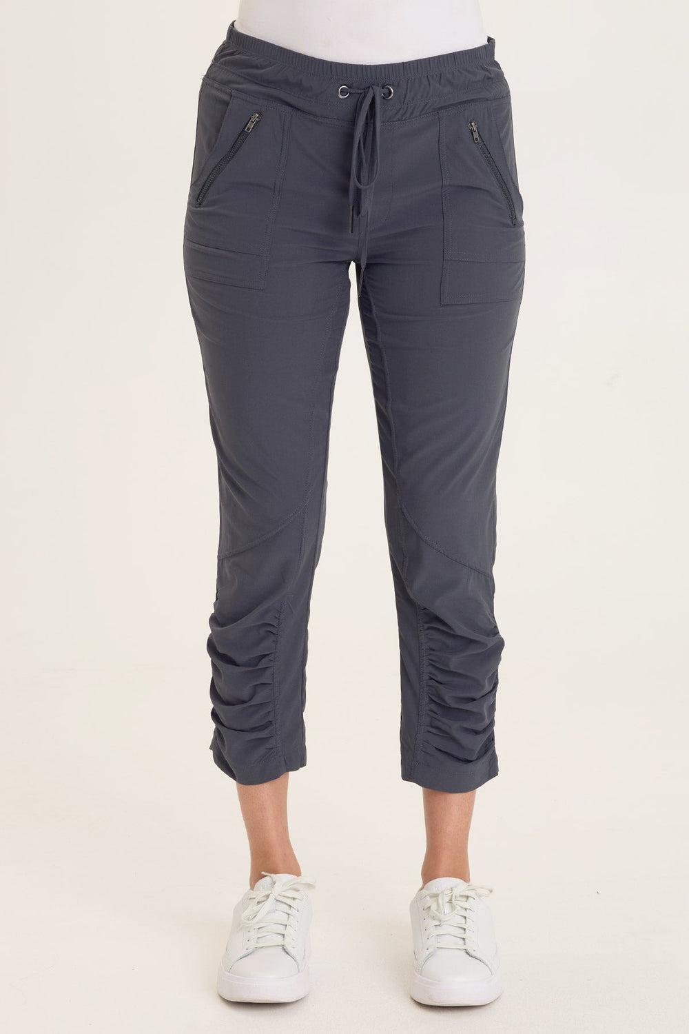 Wearables Aksana Whisper Stretch Ruched Active Slim Pant Charcoal