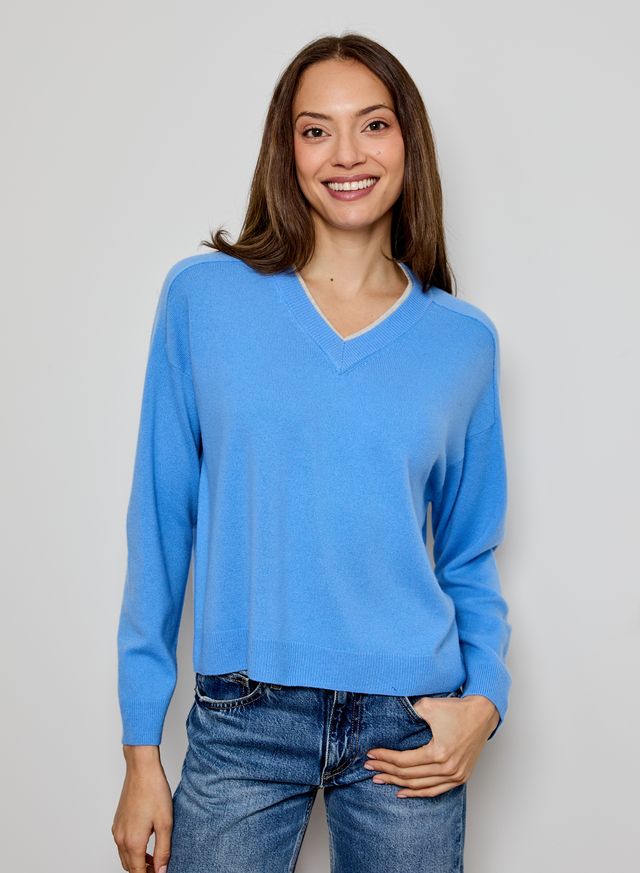 Design History V Neck Sweater | Cornflower/Griffin