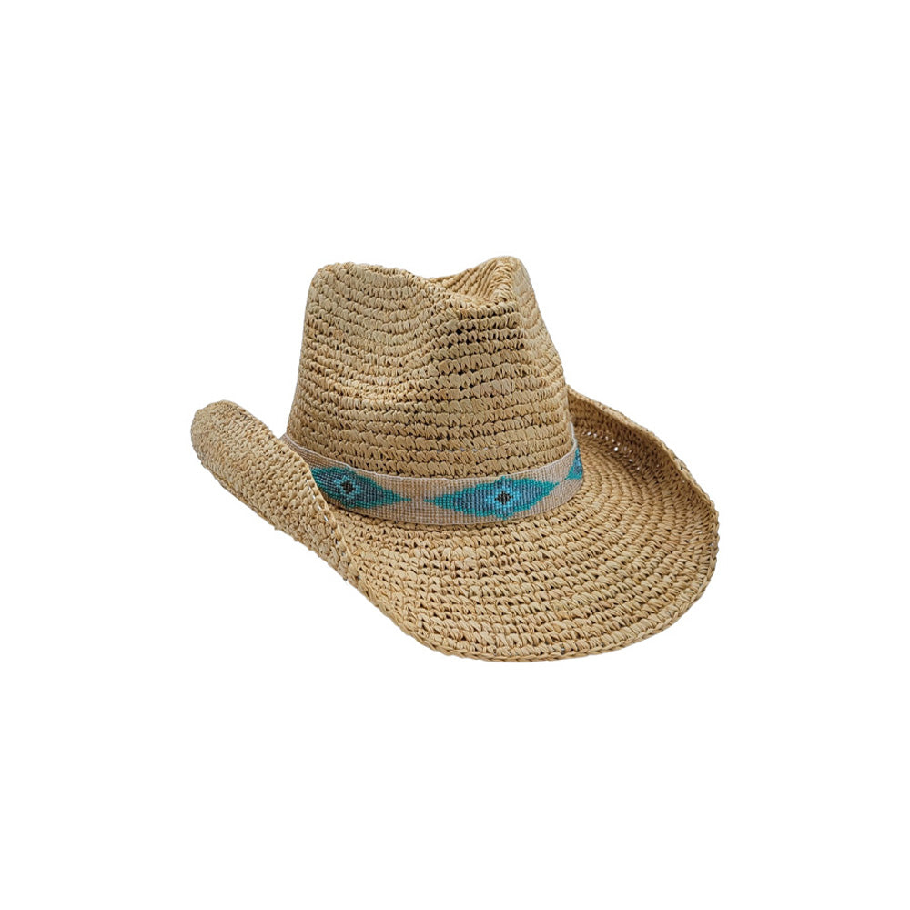 Nikki Beach Blue Jaye Straw Cowboy Hat
