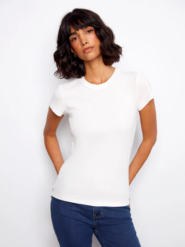 Charlie B Tencel Ribbed Crew Neck T-Shirt