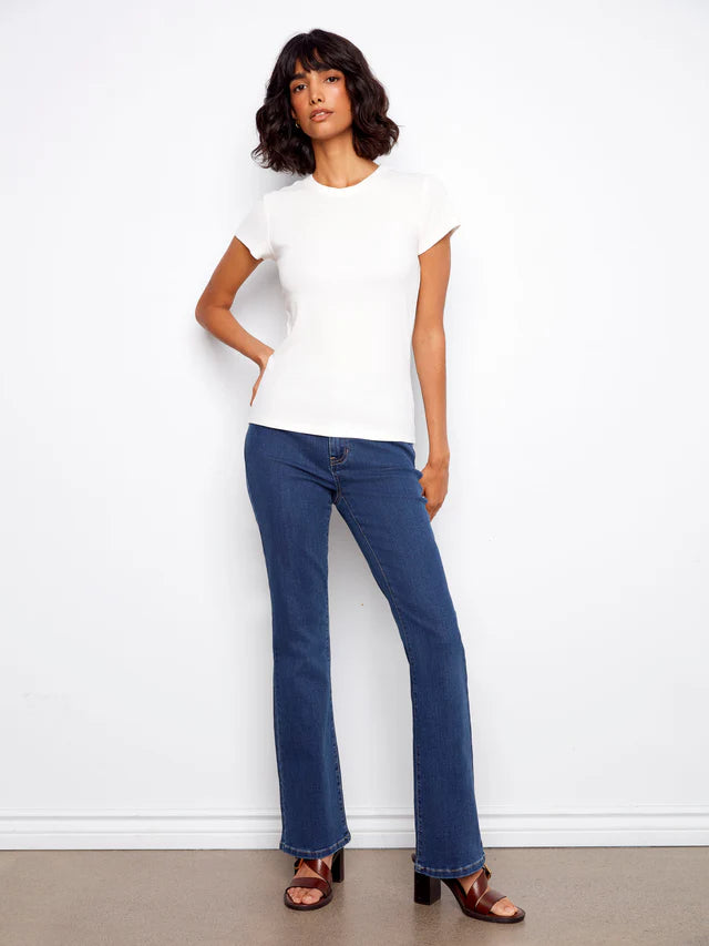 Charlie B Tencel Ribbed Crew Neck T-Shirt