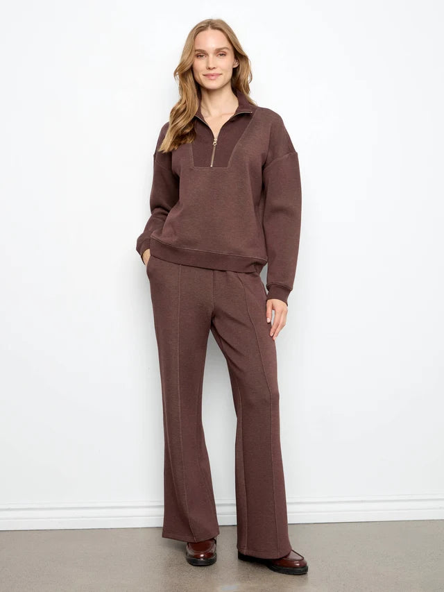 Charlie B Soft Scuba Half-Zip Sweatshirt - Heather Espresso