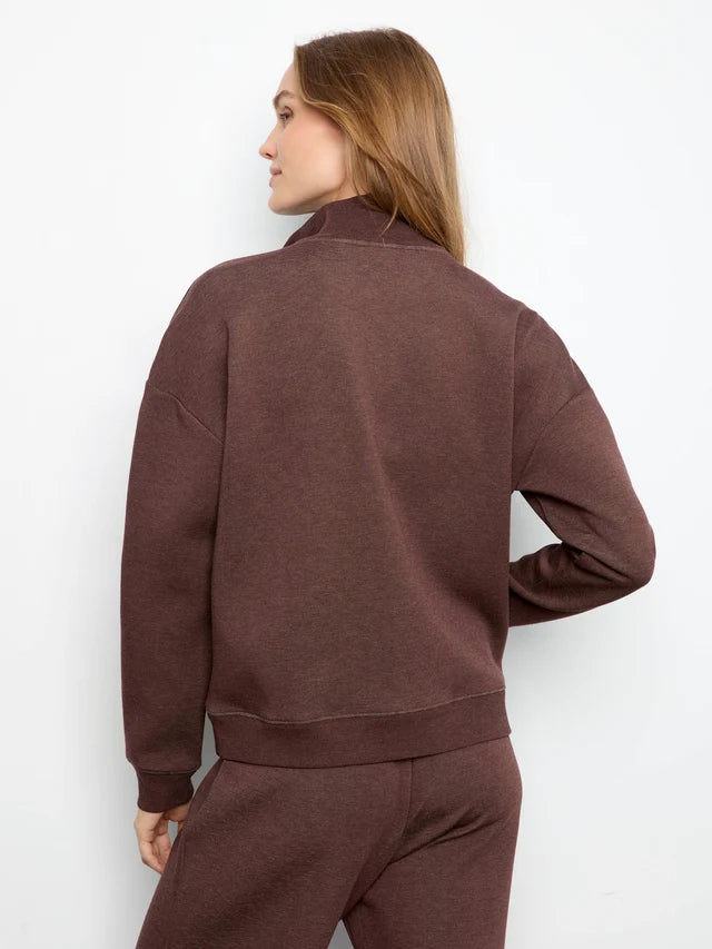 Charlie B Soft Scuba Half-Zip Sweatshirt - Heather Espresso