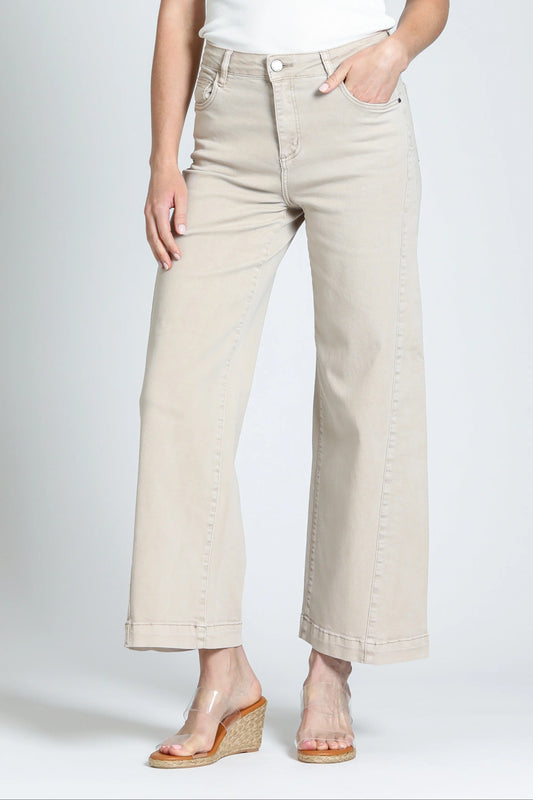 APNY The Godet Wide Leg Jean | Antique Beige