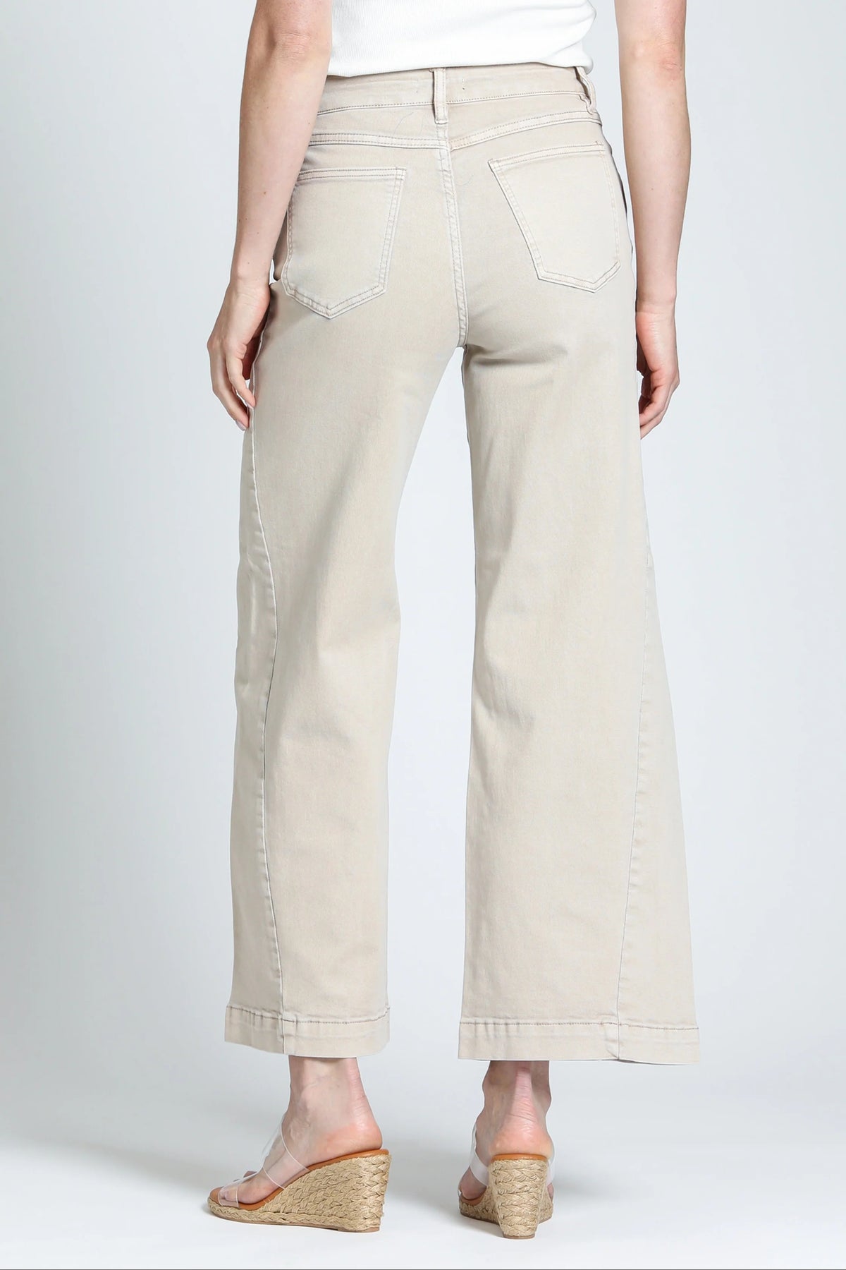 APNY The Godet Wide Leg Jean | Antique Beige