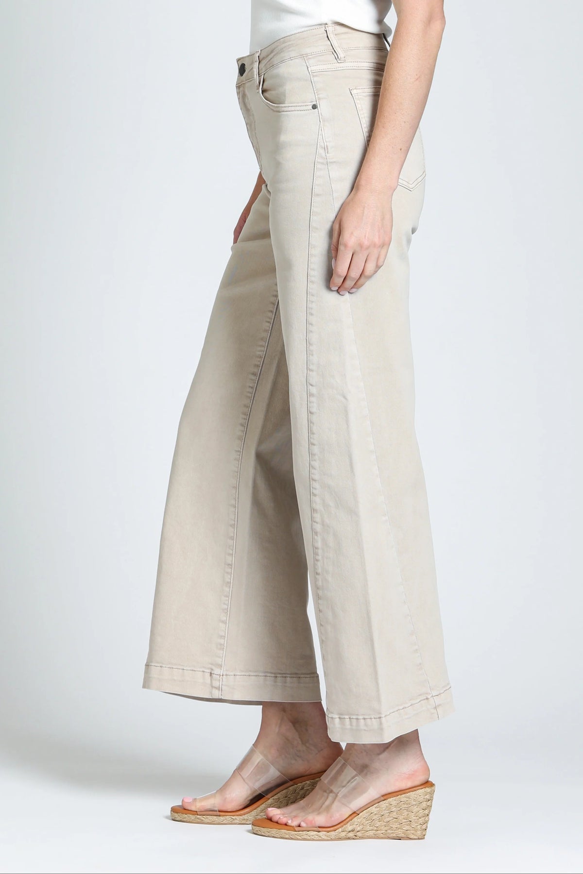 APNY The Godet Wide Leg Jean | Antique Beige