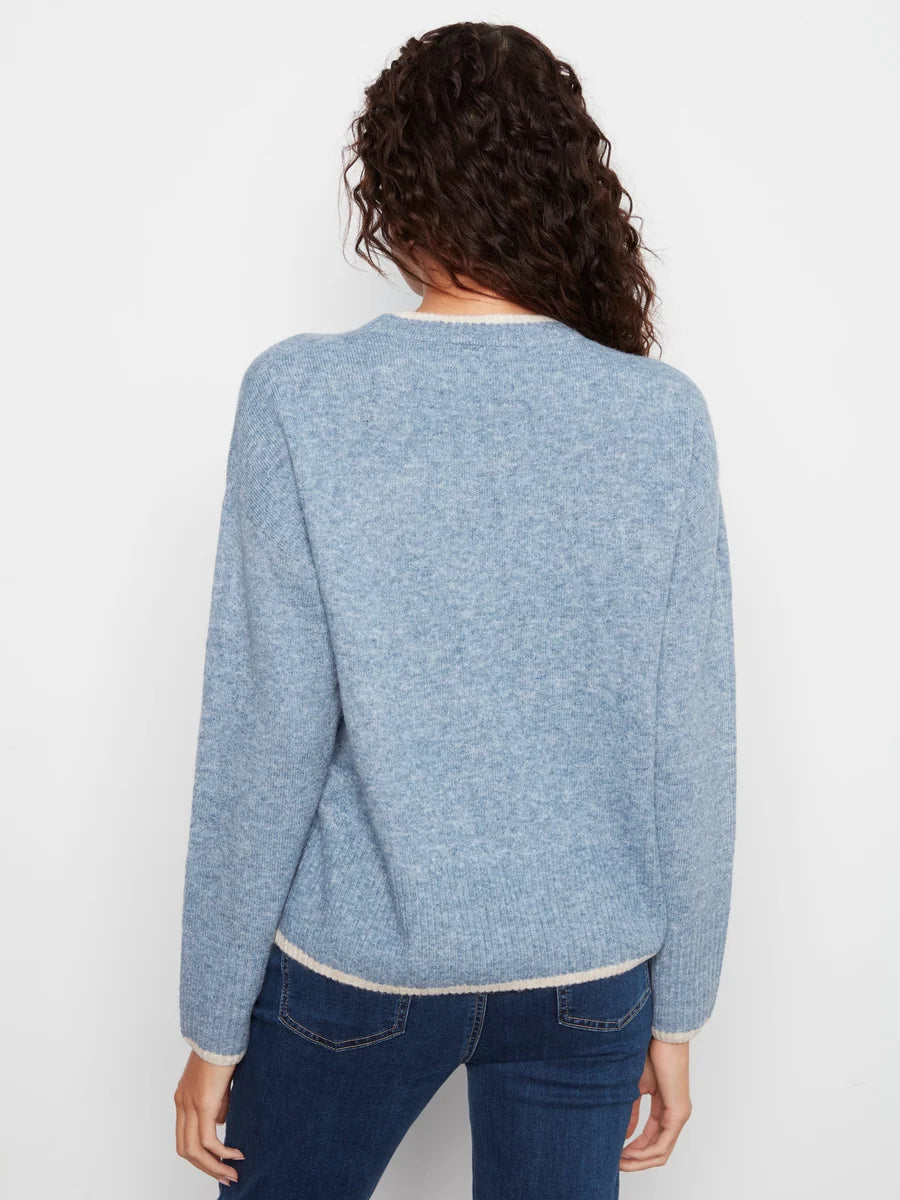 Charlie B Heart Mock Neck Sweater - Heather Storm