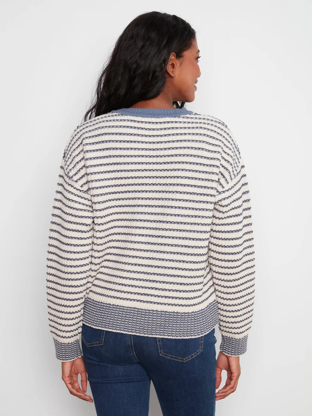 Charlie B Striped Crew Neck Sweater
