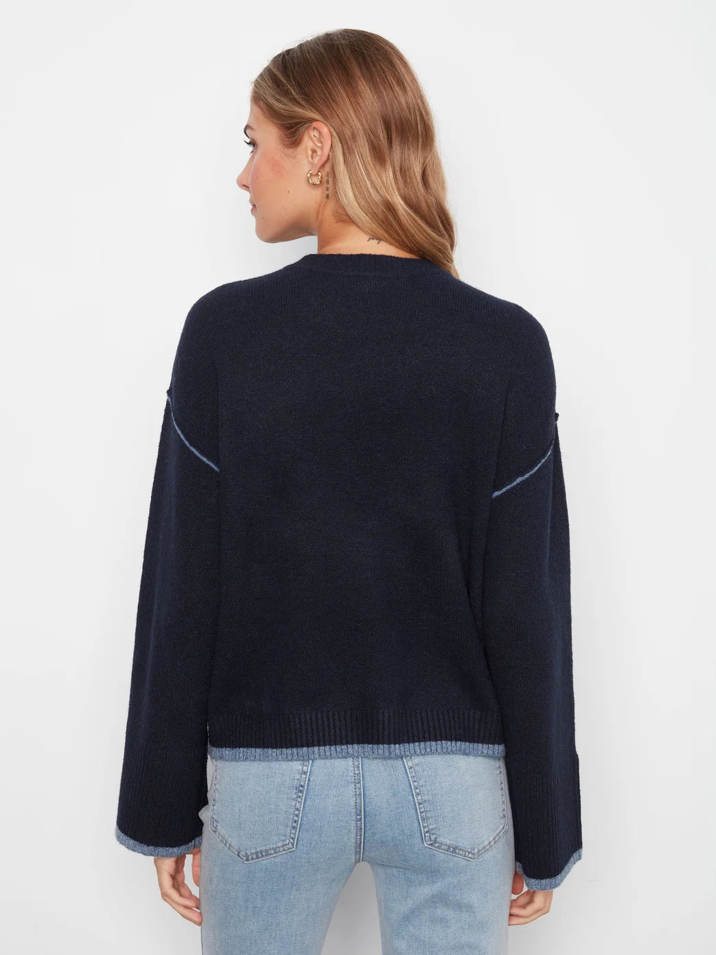 Charlie B Crew Neck Hem Sweater Navy