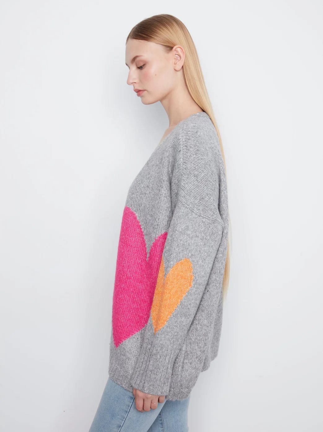 Charlie B Heart Cardigan Heather Grey