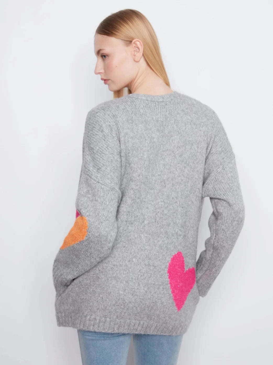 Charlie B Heart Cardigan Heather Grey
