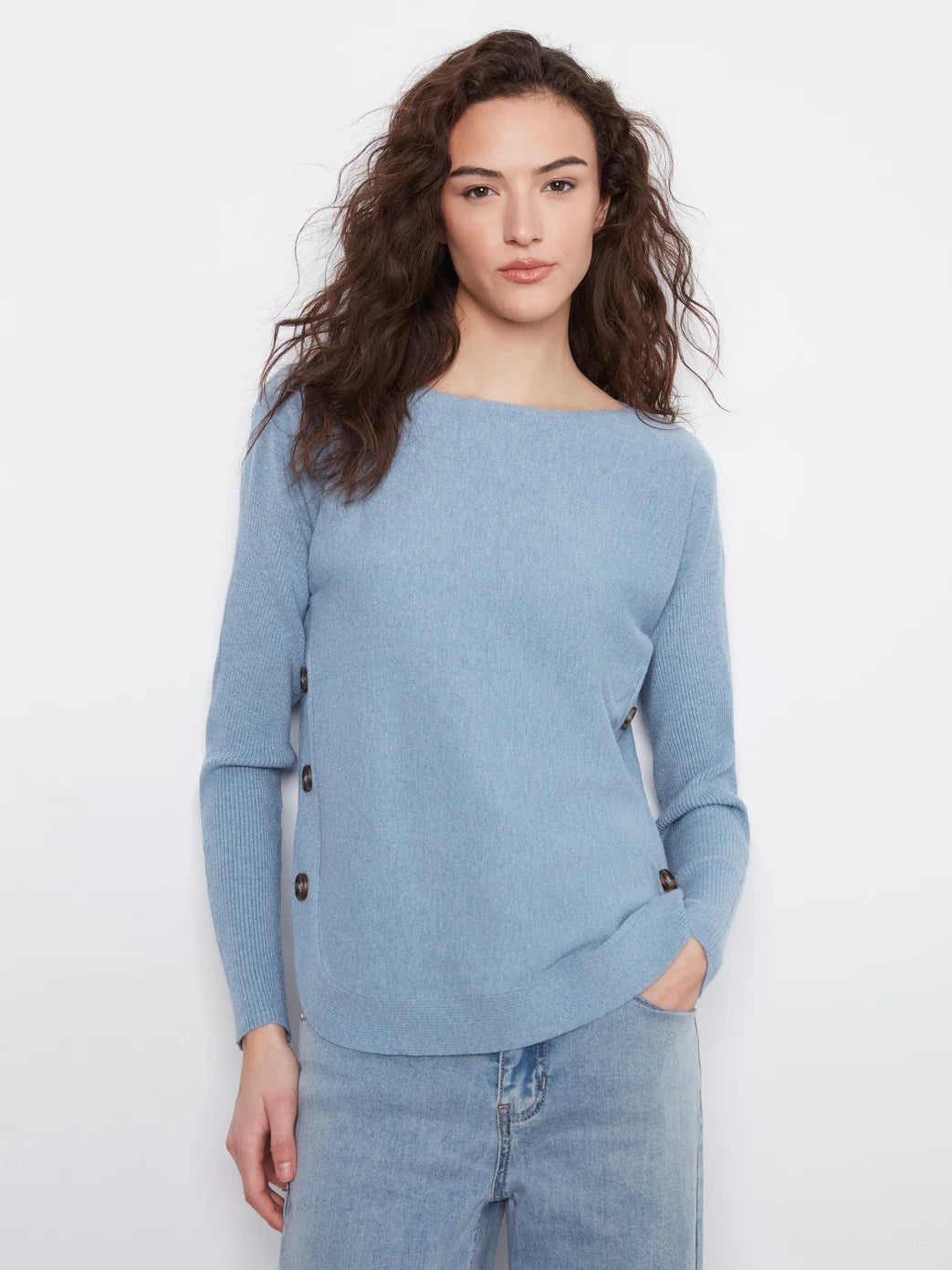 Charlie B Side Button Sweater Storm