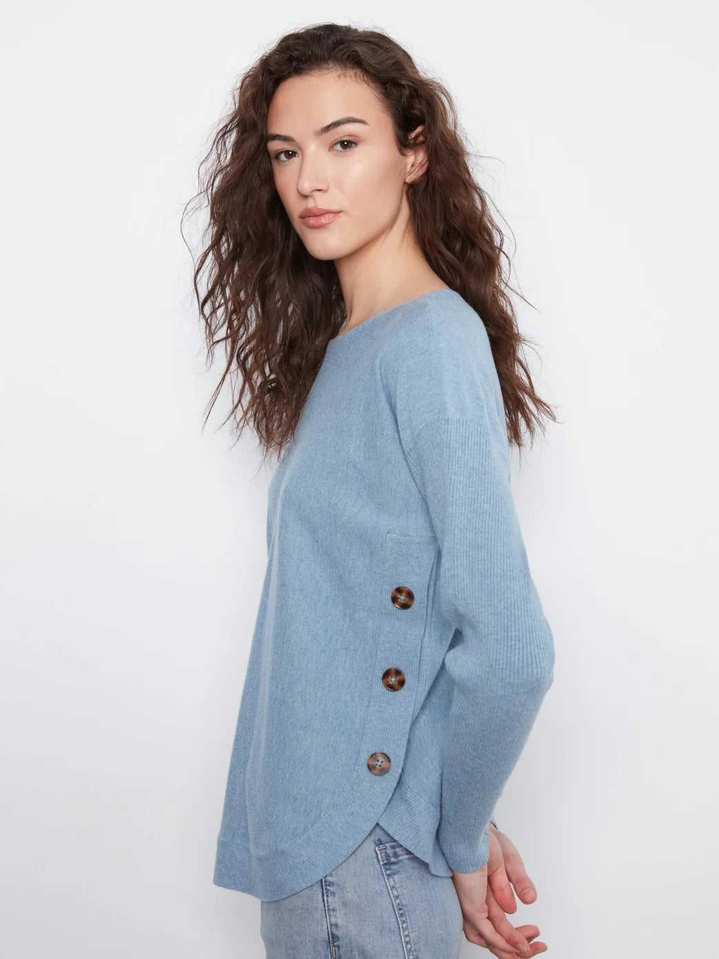 Charlie B Side Button Sweater Storm